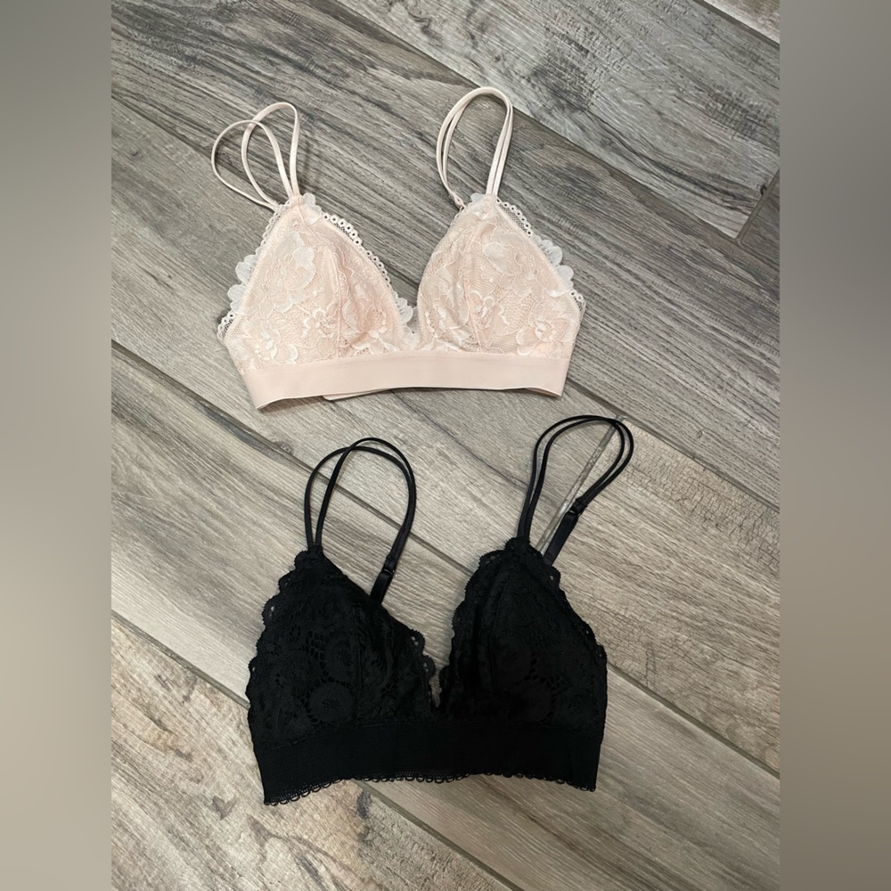 BNWOT Blush Pink and Black H&M Lace Bralette Bundle - Picture 1 of 5